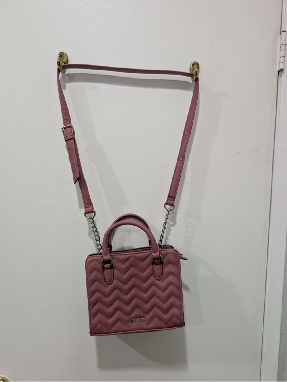 Nine West Pink Quilted Mini Satchel with Chain Strap - Picture 3 of 5